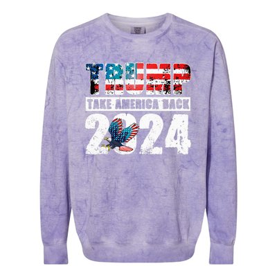 Trump 2024 Flag Take America Back 4th Of July Trump 2024 Colorblast Crewneck Sweatshirt