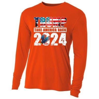 Trump 2024 Flag Take America Back 4th Of July Trump 2024 Cooling Performance Long Sleeve Crew