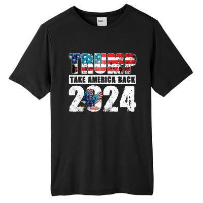 Trump 2024 Flag Take America Back 4th Of July Trump 2024 Tall Fusion ChromaSoft Performance T-Shirt