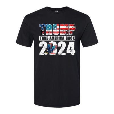 Trump 2024 Flag Take America Back 4th Of July Trump 2024 Softstyle CVC T-Shirt