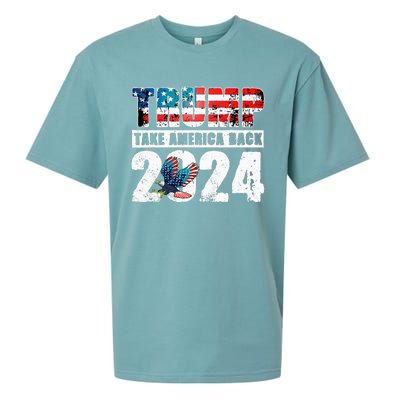 Trump 2024 Flag Take America Back 4th Of July Trump 2024 Sueded Cloud Jersey T-Shirt