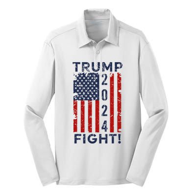 Trump 2024 Fight Fight Fight Trump President Election 2024 Silk Touch Performance Long Sleeve Polo