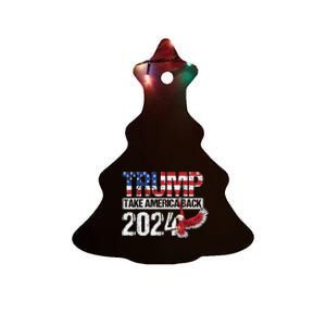 Trump 2024 Flag Take America Back 4th Of July Trump 2024 Ceramic Tree Ornament