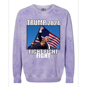 Trump 2024 Fight Fight Fight Assassination Attempt Fist Maga Colorblast Crewneck Sweatshirt