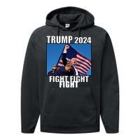 Trump 2024 Fight Fight Fight Assassination Attempt Fist Maga Performance Fleece Hoodie