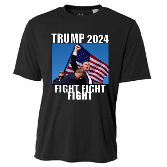 Trump 2024 Fight Fight Fight Assassination Attempt Fist Maga Cooling Performance Crew T-Shirt