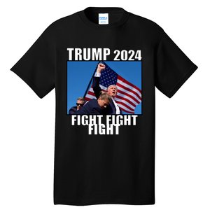 Trump 2024 Fight Fight Fight Assassination Attempt Fist Maga Tall T-Shirt