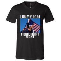 Trump 2024 Fight Fight Fight Assassination Attempt Fist Maga V-Neck T-Shirt