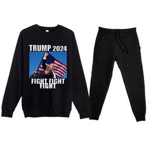 Trump 2024 Fight Fight Fight Assassination Attempt Fist Maga Premium Crewneck Sweatsuit Set