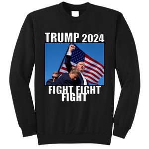 Trump 2024 Fight Fight Fight Assassination Attempt Fist Maga Tall Sweatshirt