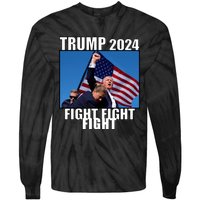 Trump 2024 Fight Fight Fight Assassination Attempt Fist Maga Tie-Dye Long Sleeve Shirt