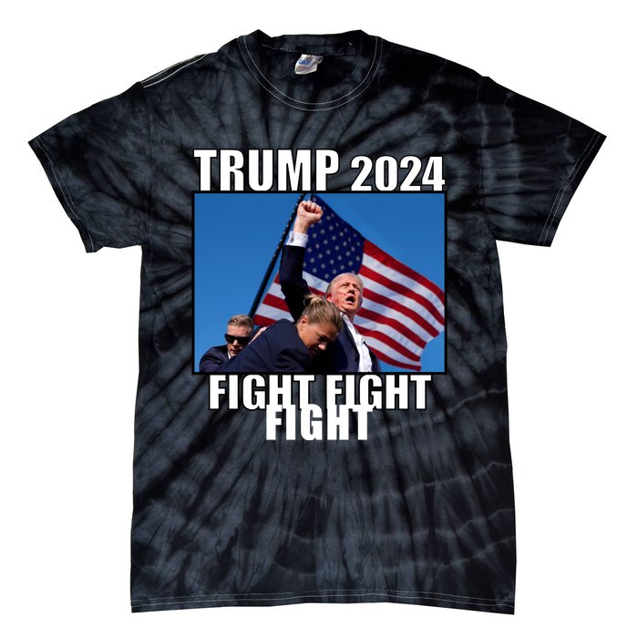 Trump 2024 Fight Fight Fight Assassination Attempt Fist Maga Tie-Dye T-Shirt