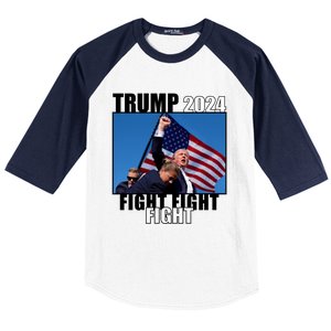 Trump 2024 Fight Fight Fight Assassination Attempt Fist Maga Baseball Sleeve Shirt