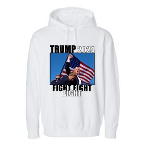 Trump 2024 Fight Fight Fight Assassination Attempt Fist Maga Garment-Dyed Fleece Hoodie