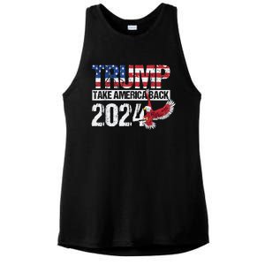 Trump 2024 Flag Take America Back 4th Of July Trump 2024 Ladies PosiCharge Tri-Blend Wicking Tank