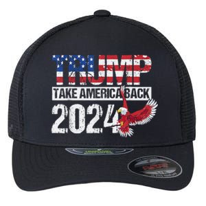 Trump 2024 Flag Take America Back 4th Of July Trump 2024 Flexfit Unipanel Trucker Cap