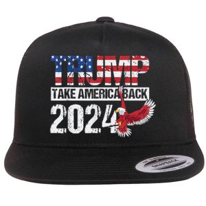 Trump 2024 Flag Take America Back 4th Of July Trump 2024 Flat Bill Trucker Hat