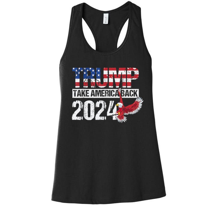 Trump 2024 Flag Take America Back 4th Of July Trump 2024 Women's Racerback Tank