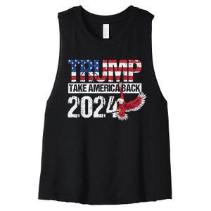 Trump 2024 Flag Take America Back 4th Of July Trump 2024 Women's Racerback Cropped Tank