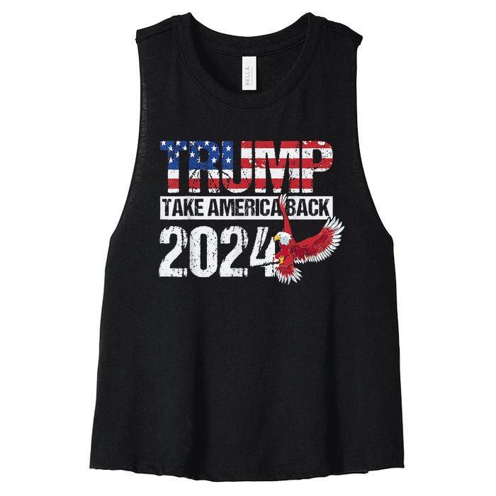 Trump 2024 Flag Take America Back 4th Of July Trump 2024 Women's Racerback Cropped Tank