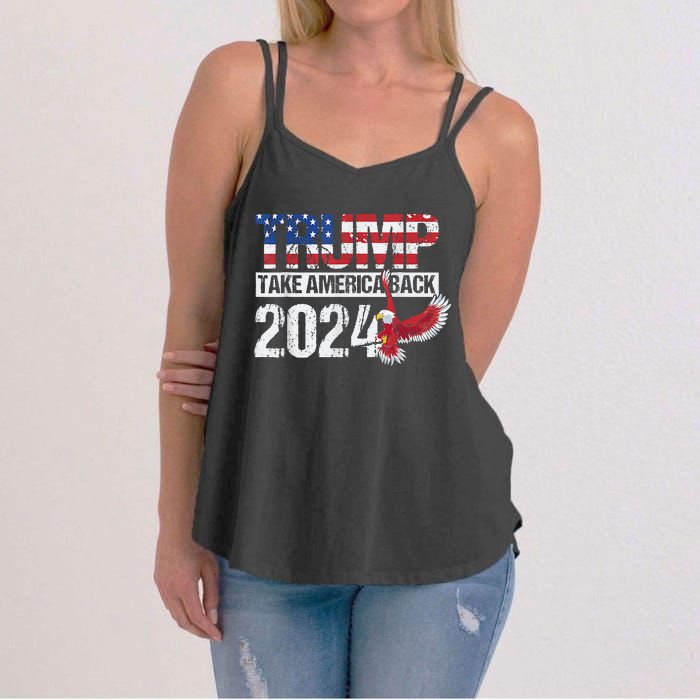 Trump 2024 Flag Take America Back 4th Of July Trump 2024 Women's Strappy Tank