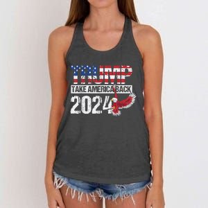 Trump 2024 Flag Take America Back 4th Of July Trump 2024 Women's Knotted Racerback Tank