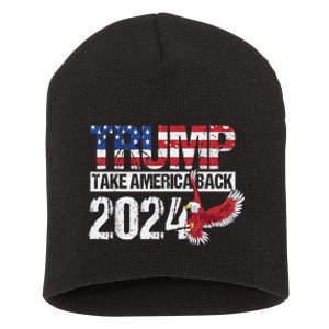 Trump 2024 Flag Take America Back 4th Of July Trump 2024 Short Acrylic Beanie