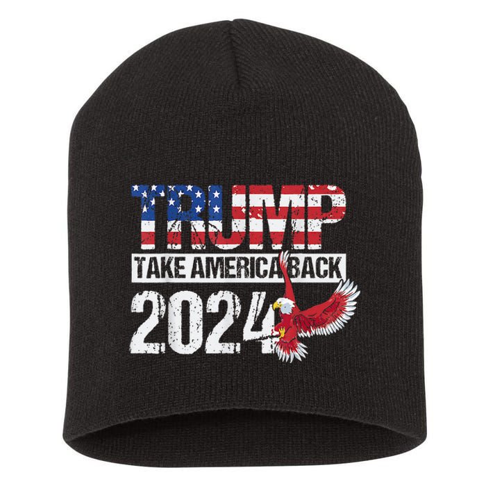 Trump 2024 Flag Take America Back 4th Of July Trump 2024 Short Acrylic Beanie