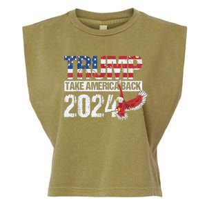 Trump 2024 Flag Take America Back 4th Of July Trump 2024 Garment-Dyed Women's Muscle Tee