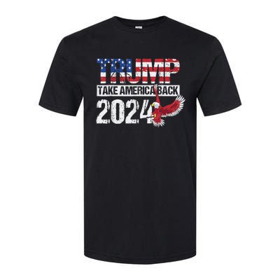 Trump 2024 Flag Take America Back 4th Of July Trump 2024 Softstyle CVC T-Shirt