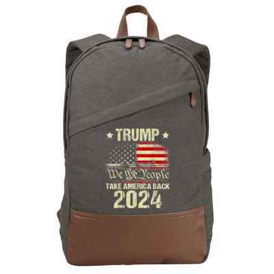 Trump 2024 Flag Take America Back 4th Of July Trump 2024 Cotton Canvas Backpack