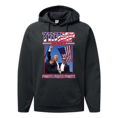 Trump 2024 Fight Fight Fight Performance Fleece Hoodie