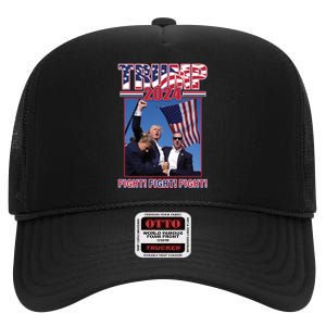 Trump 2024 Fight Fight Fight High Crown Mesh Back Trucker Hat