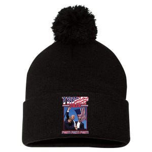 Trump 2024 Fight Fight Fight Pom Pom 12in Knit Beanie