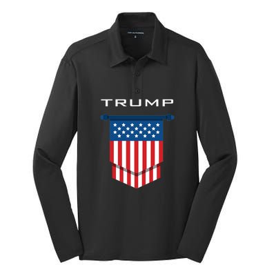 Trump 2024 Flag Take America Back Silk Touch Performance Long Sleeve Polo