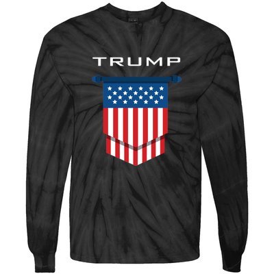 Trump 2024 Flag Take America Back Tie-Dye Long Sleeve Shirt