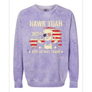 Trump 2024 Flag Funny Hawk Tush Middle Finger 24 Vote Trump Tank Top Colorblast Crewneck Sweatshirt