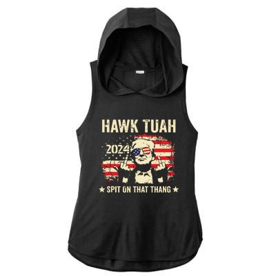 Trump 2024 Flag Funny Hawk Tush Middle Finger 24 Vote Trump Tank Top Ladies PosiCharge Tri-Blend Wicking Draft Hoodie Tank