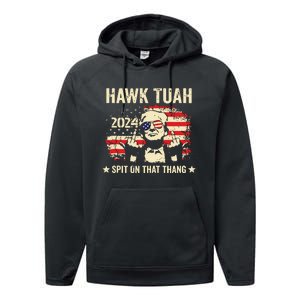 Trump 2024 Flag Funny Hawk Tush Middle Finger 24 Vote Trump Tank Top Performance Fleece Hoodie