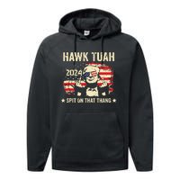 Trump 2024 Flag Funny Hawk Tush Middle Finger 24 Vote Trump Tank Top Performance Fleece Hoodie