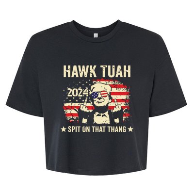 Trump 2024 Flag Funny Hawk Tush Middle Finger 24 Vote Trump Tank Top Bella+Canvas Jersey Crop Tee