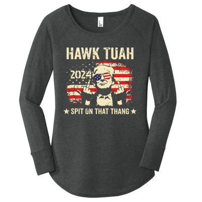 Trump 2024 Flag Funny Hawk Tush Middle Finger 24 Vote Trump Tank Top Women's Perfect Tri Tunic Long Sleeve Shirt