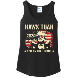 Trump 2024 Flag Funny Hawk Tush Middle Finger 24 Vote Trump Tank Top Ladies Essential Tank