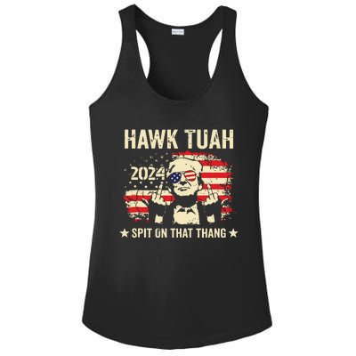 Trump 2024 Flag Funny Hawk Tush Middle Finger 24 Vote Trump Tank Top Ladies PosiCharge Competitor Racerback Tank