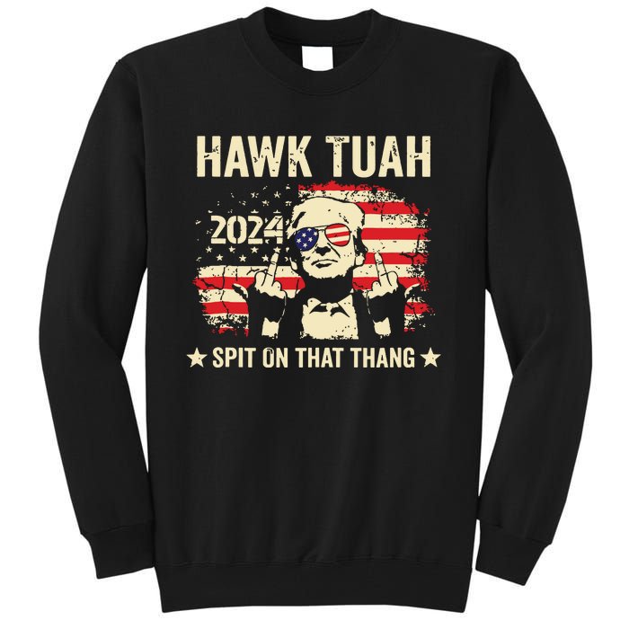 Trump 2024 Flag Funny Hawk Tush Middle Finger 24 Vote Trump Tank Top Tall Sweatshirt