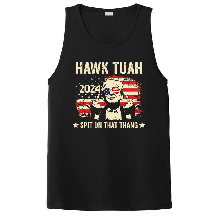 Trump 2024 Flag Funny Hawk Tush Middle Finger 24 Vote Trump Tank Top PosiCharge Competitor Tank