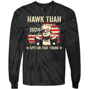 Trump 2024 Flag Funny Hawk Tush Middle Finger 24 Vote Trump Tank Top Tie-Dye Long Sleeve Shirt