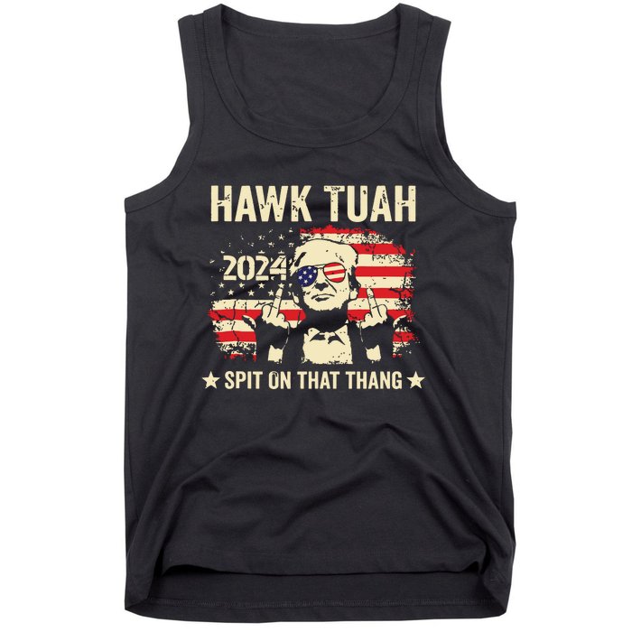 Trump 2024 Flag Funny Hawk Tush Middle Finger 24 Vote Trump Tank Top Tank Top