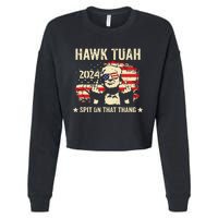 Trump 2024 Flag Funny Hawk Tush Middle Finger 24 Vote Trump Tank Top Cropped Pullover Crew