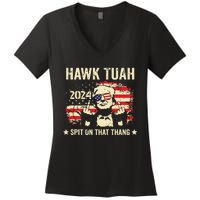 Trump 2024 Flag Funny Hawk Tush Middle Finger 24 Vote Trump Tank Top Women's V-Neck T-Shirt